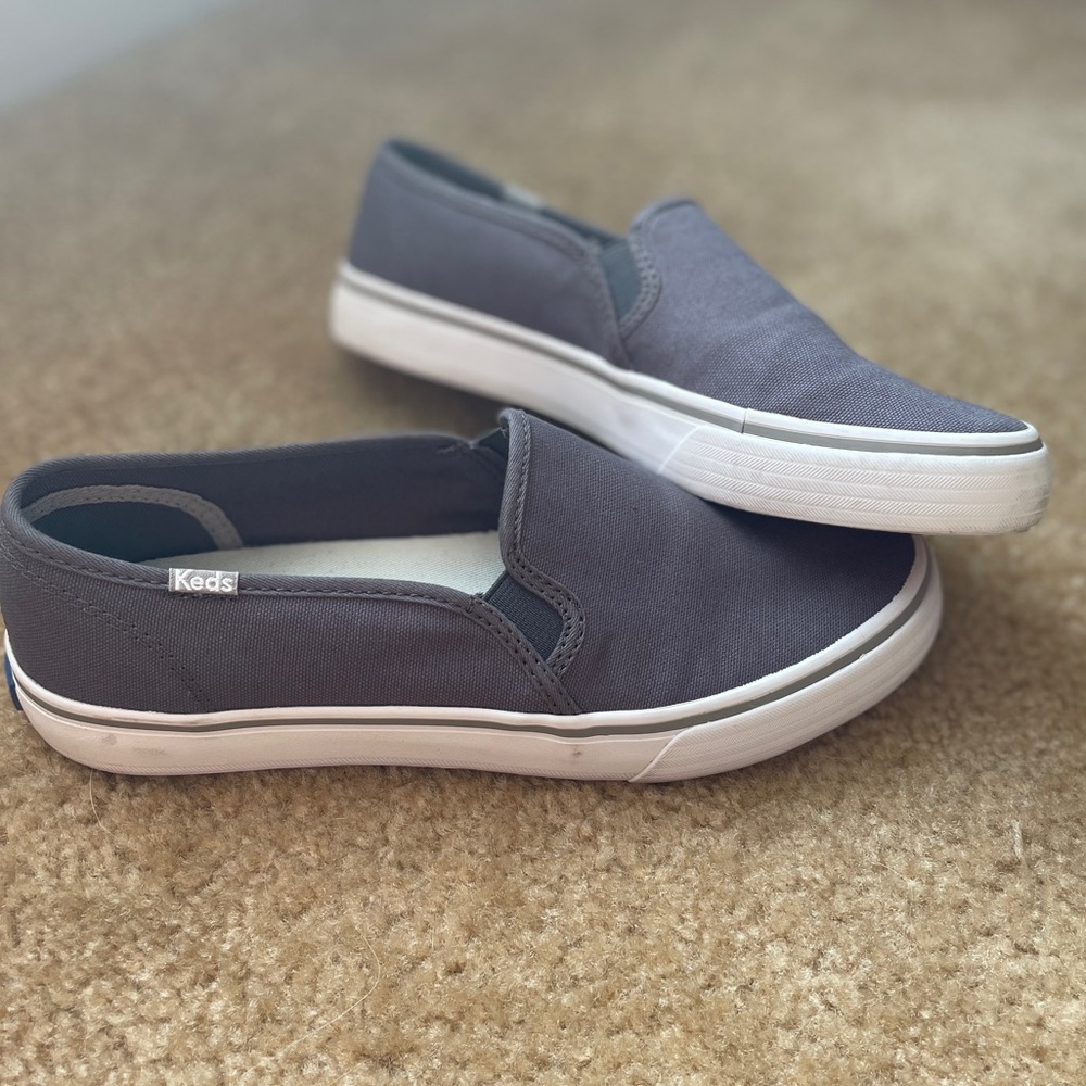 Keds - Gray Women's Double Decker Canvas Washable Slip On Sneaker